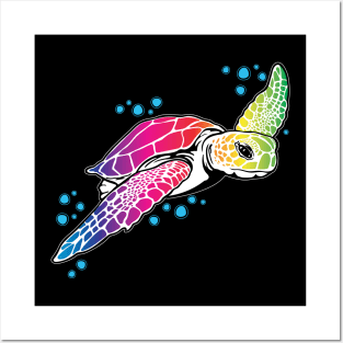 Rainbow Sea Turtle Posters and Art